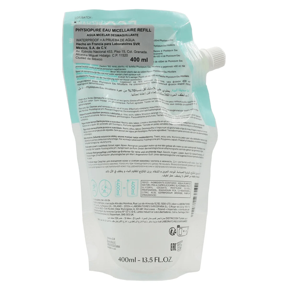 SVR Physiopure Eau Micellaire Eco-Refill 400ml - Imagen 2